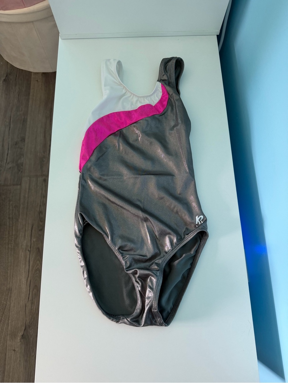Metallic Gray & Pink Gymnastics Leotard
